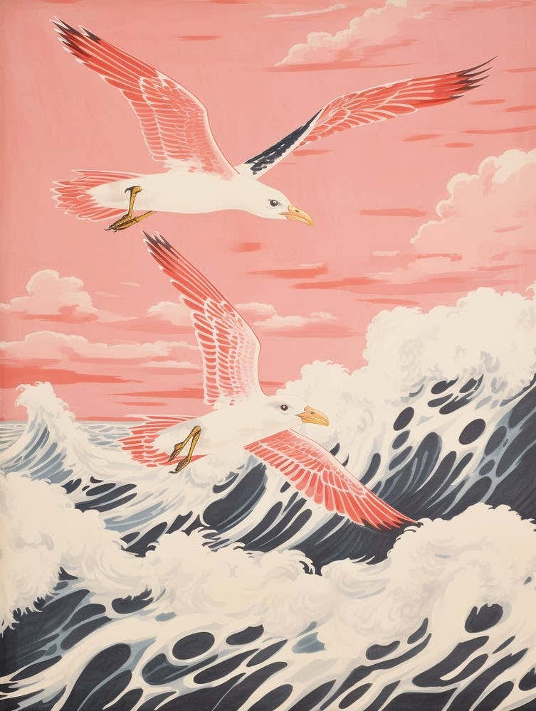 Vintage Japanese Inspired Bird Print Albatross 3
