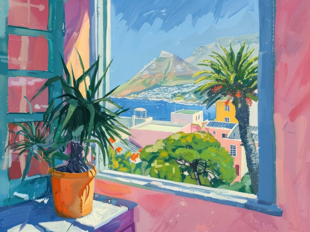 Cape Town From The Window View Painting 1