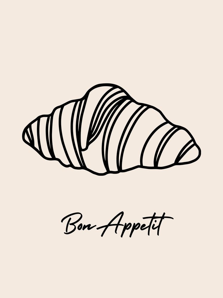 Croissant Line Drawing B&W