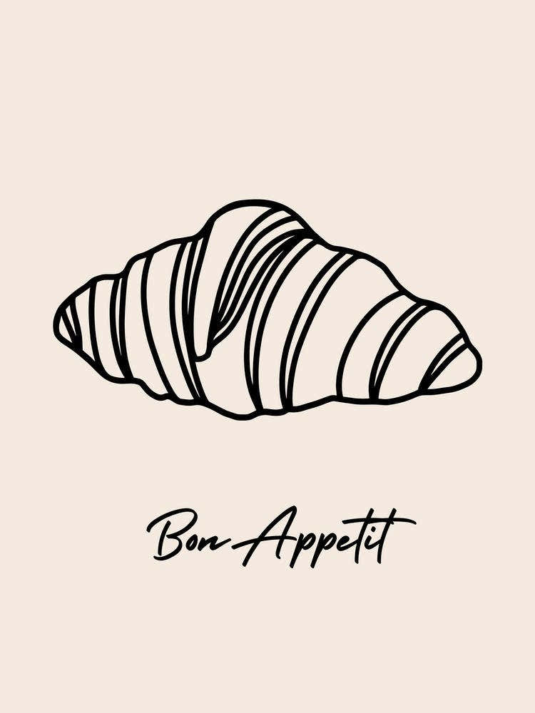 Croissant Line Drawing B&W