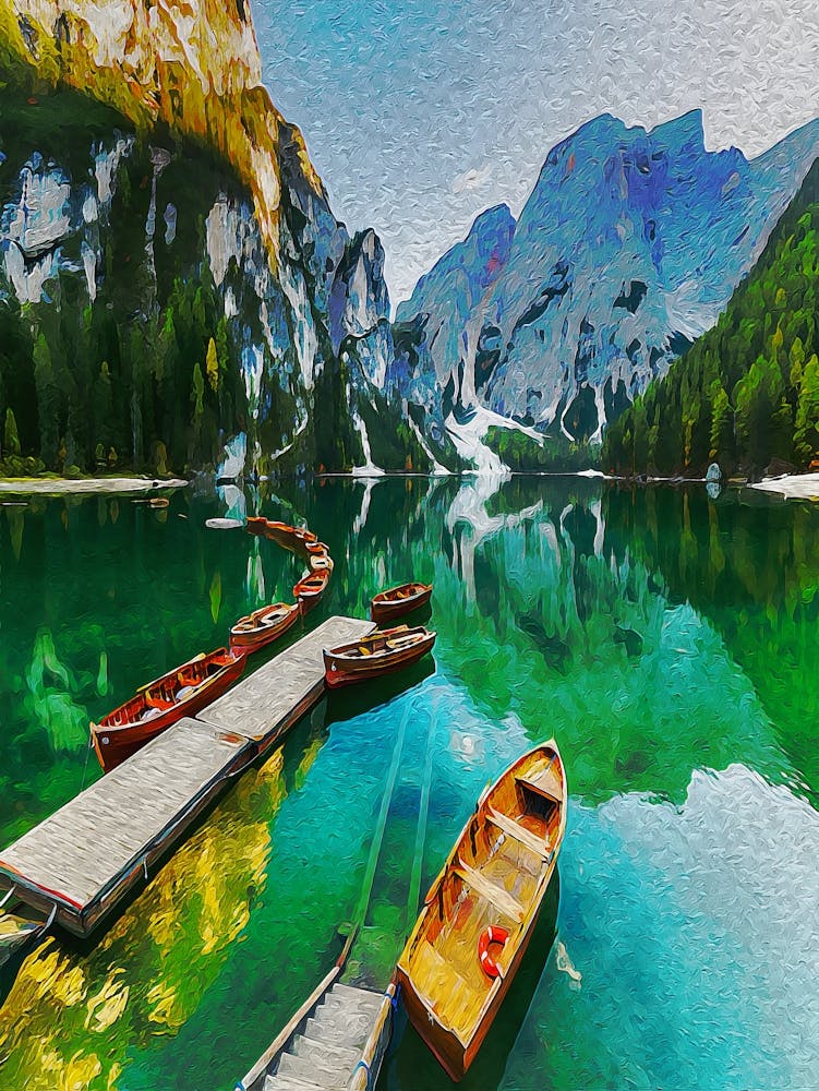 Lake Braies (Pragser Wildsee) In Dolomites, Sudtirol, Italy