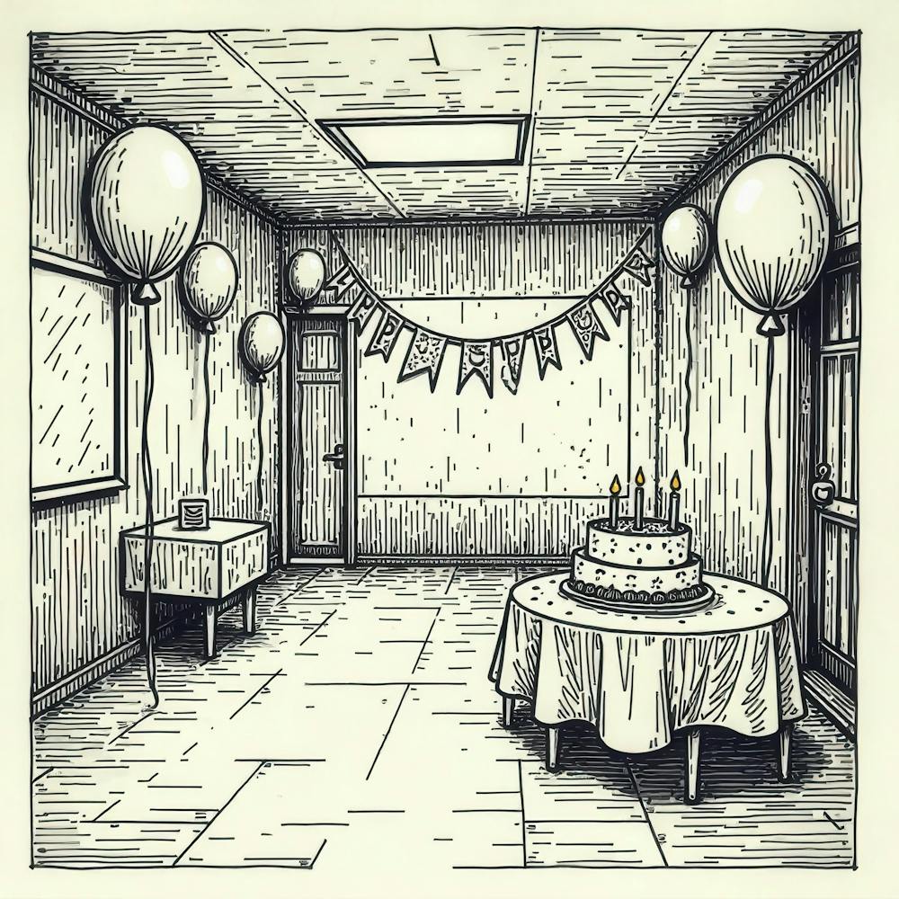 Doodle Drawing Of A Party Room