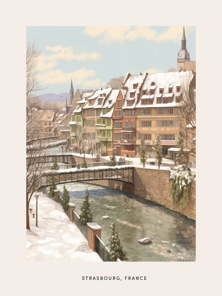 Vintage Winter Poster Strasbourg France 4