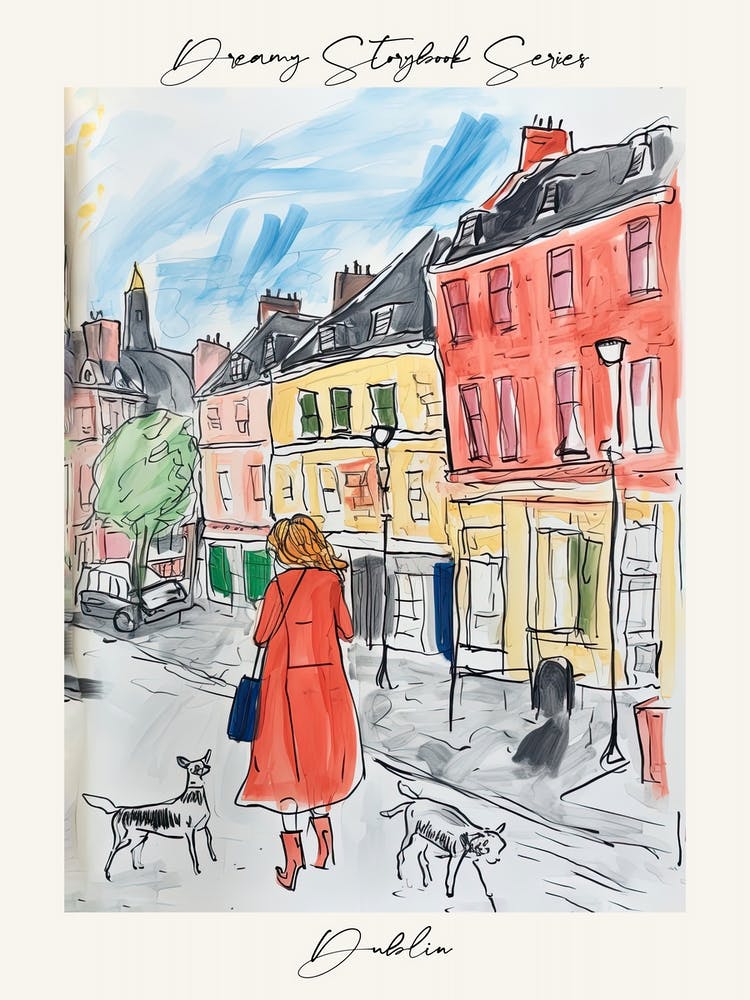 Poster Of Dublin, Dreamy Storybook Illustration 2