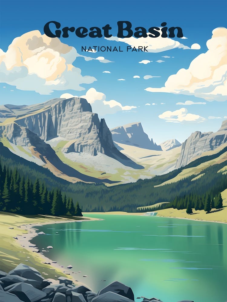 Great Basin Park Nevada Camping Modern Travel Art