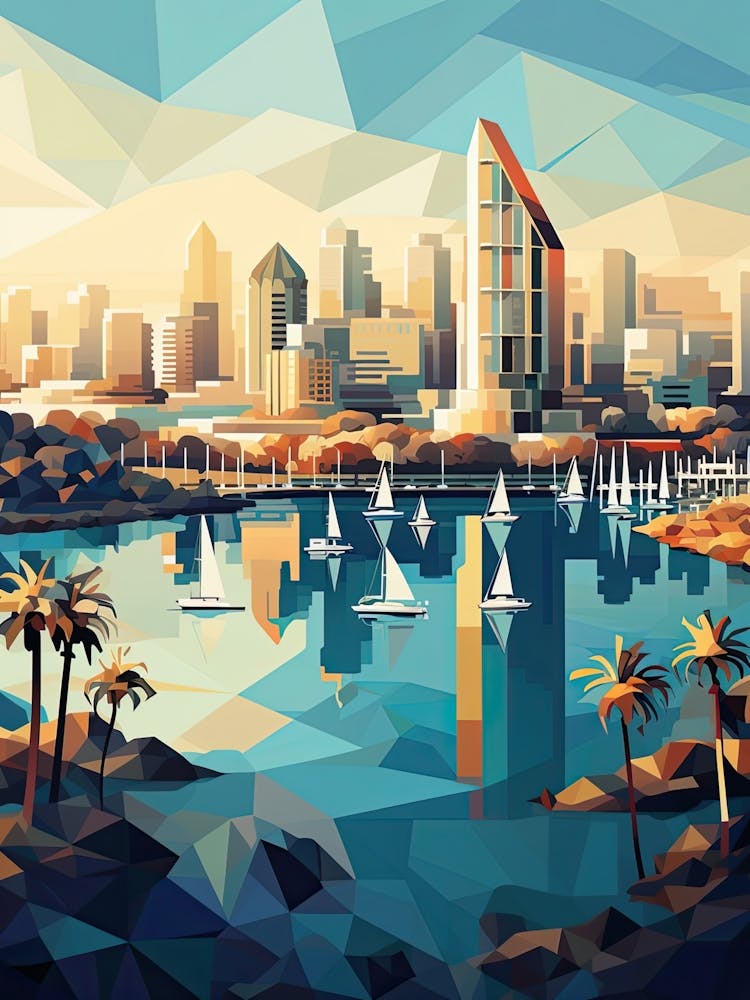 San Diego, Usa, Geometric Illustration 3