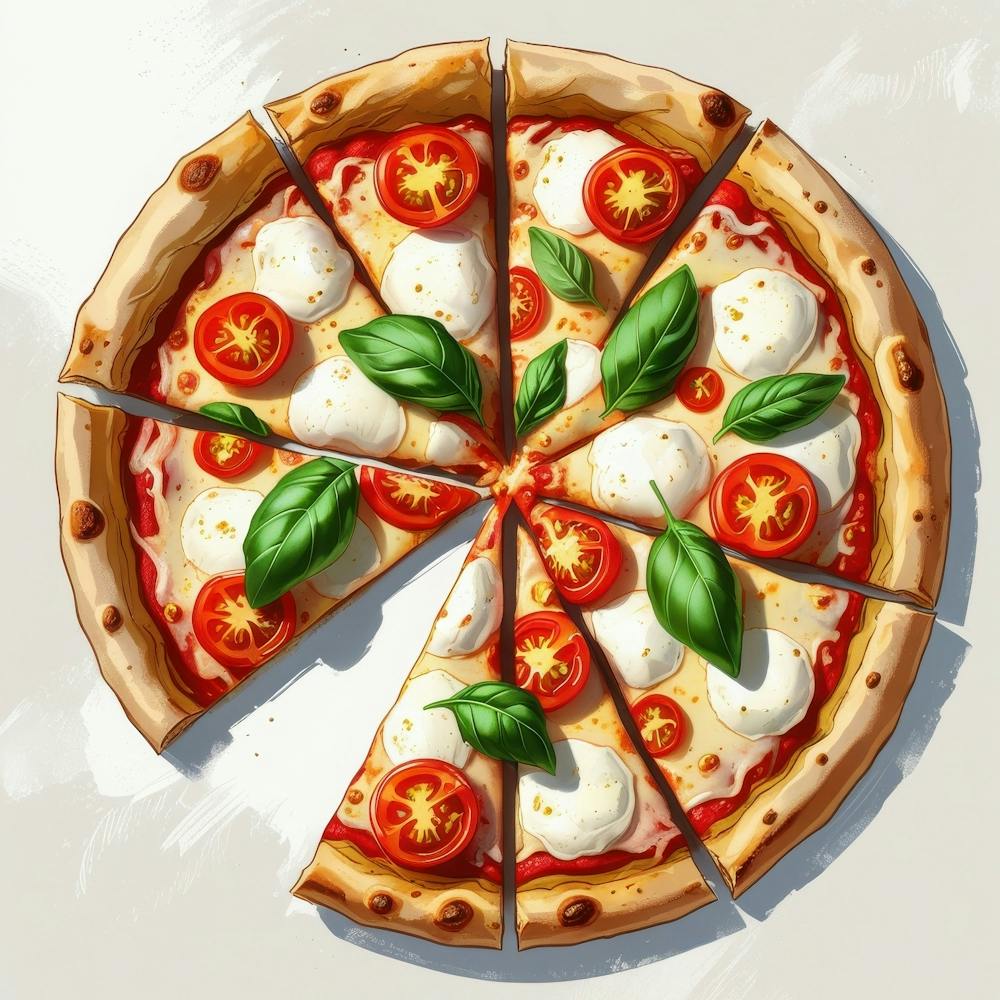 Pizza With Tomato And Basil