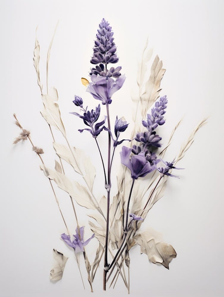 Pressed Flower Botanical Art Lavender