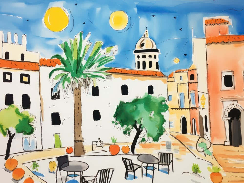 Lecce Italy Cute Watercolour Illustration 1