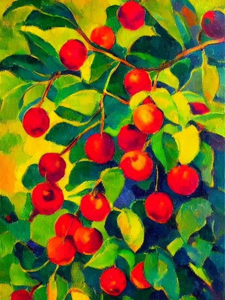 Barbados Cherry Fruit Vibrant Matisse Inspired Painting Fruit