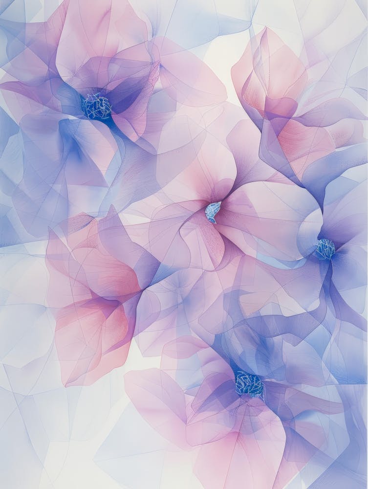 Flowers In Blue And Pink