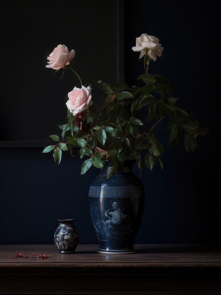 Vintage Roses In Vase
