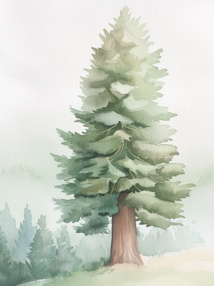 Sequoia Tree Atmospheric Watercolour Painting 3
