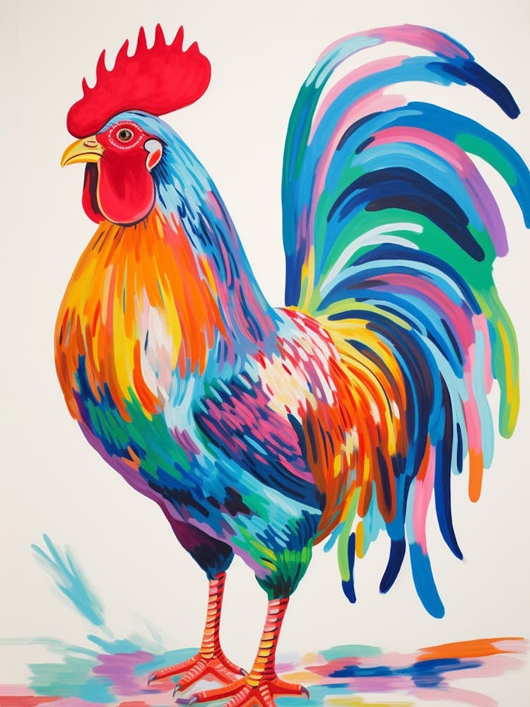 Colourful Bird Painting Rooster 3