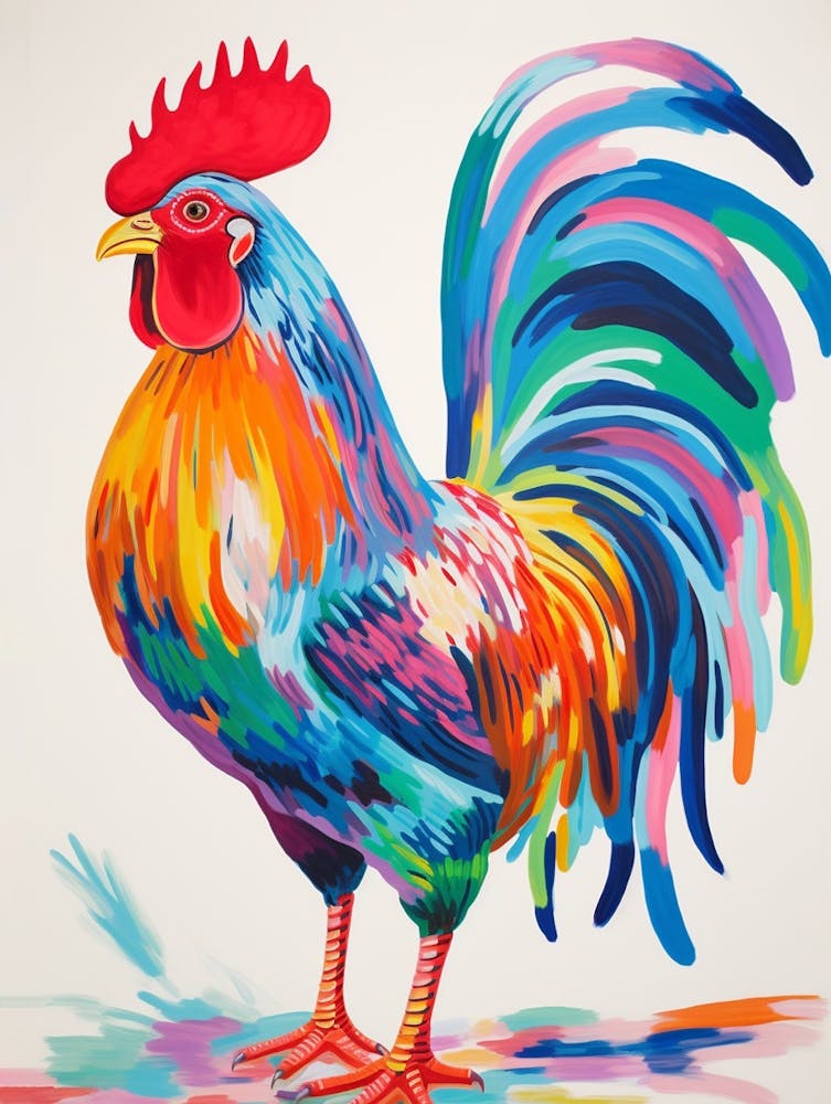 Colourful Bird Painting Rooster 3