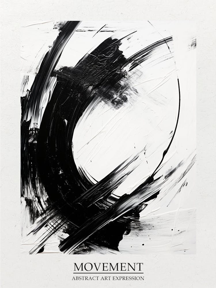 Movement Abstract Black And White 3 Poster