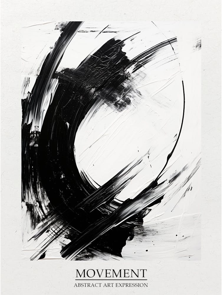 Movement Abstract Black And White 3 Poster