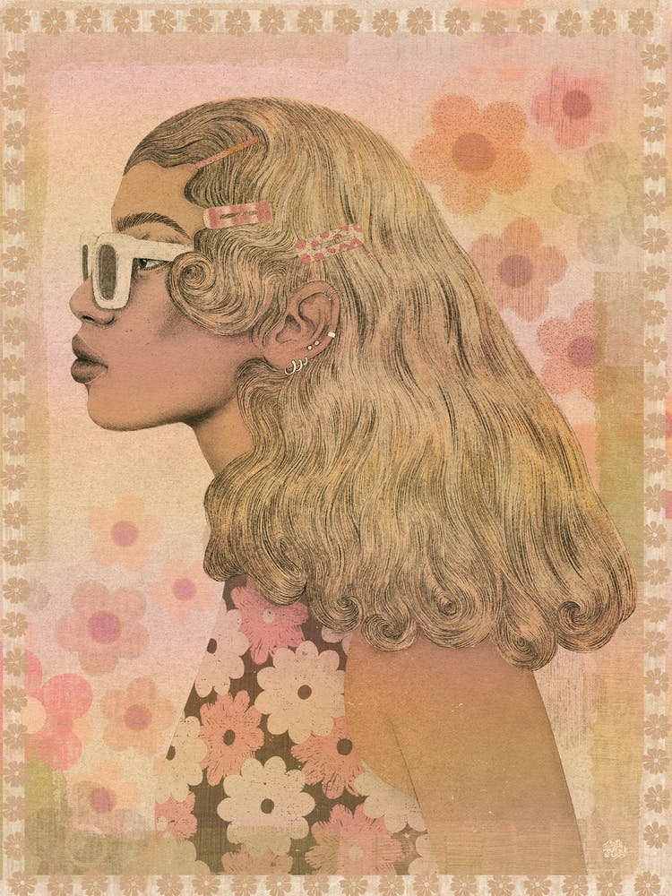 Summer Girl From 60s retro art
