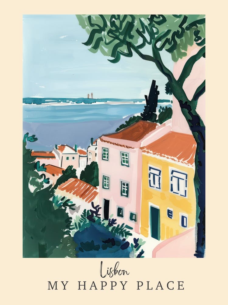 My Happy Place Lisbon 1 Travel Poster
