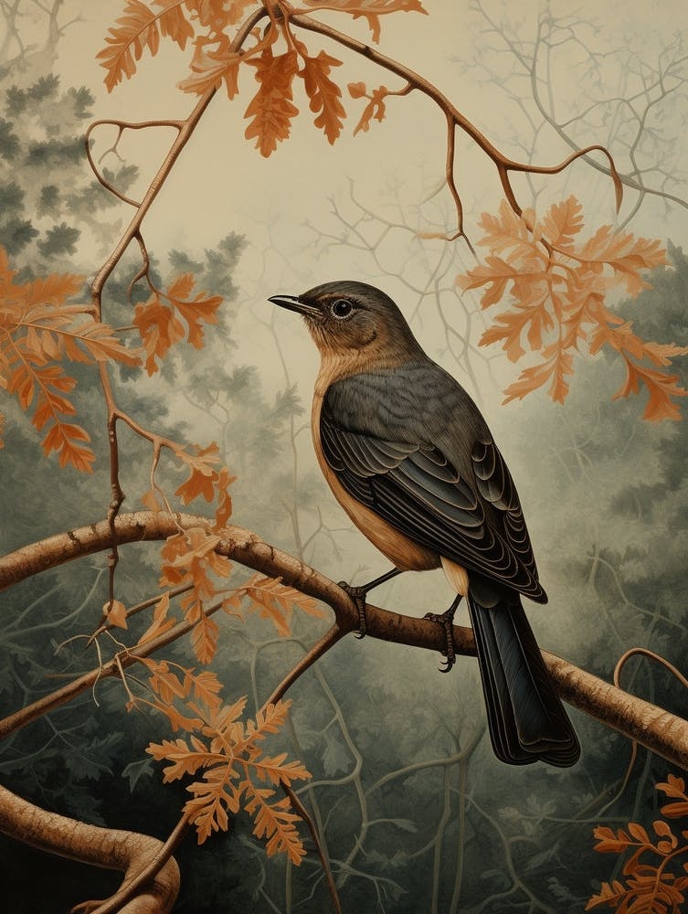 Dark And Moody Botanical European Robin 3