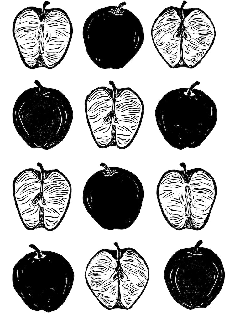 Monochrome Repeat Pattern Apple
