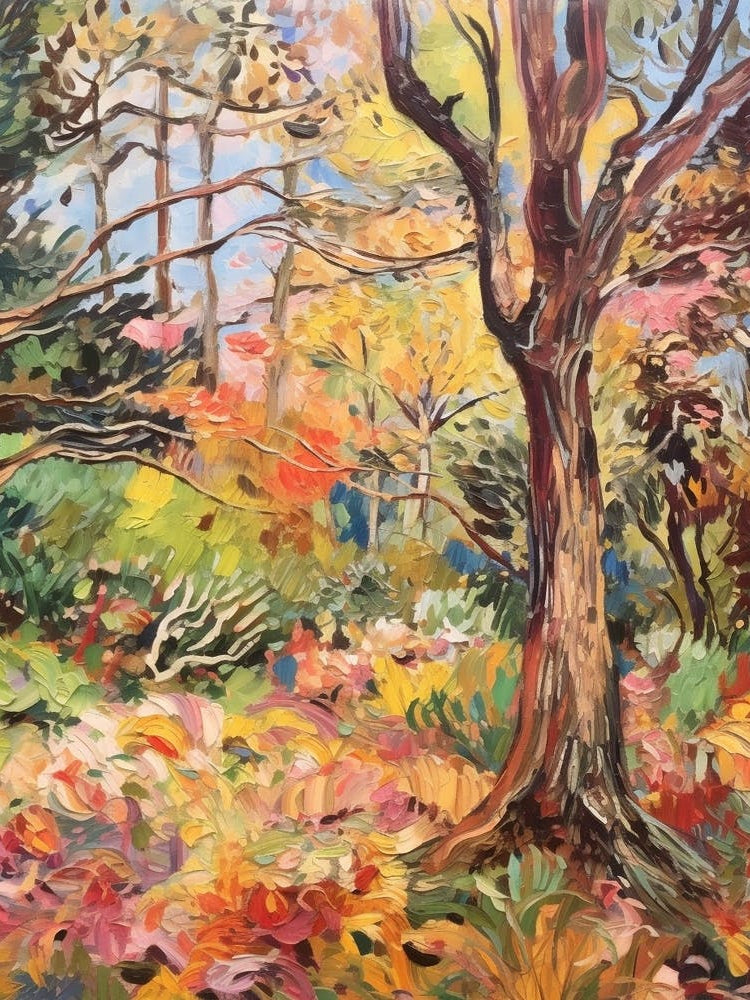 Autumn Gardens Painting Tresco Abbey Gardens United Kingdom