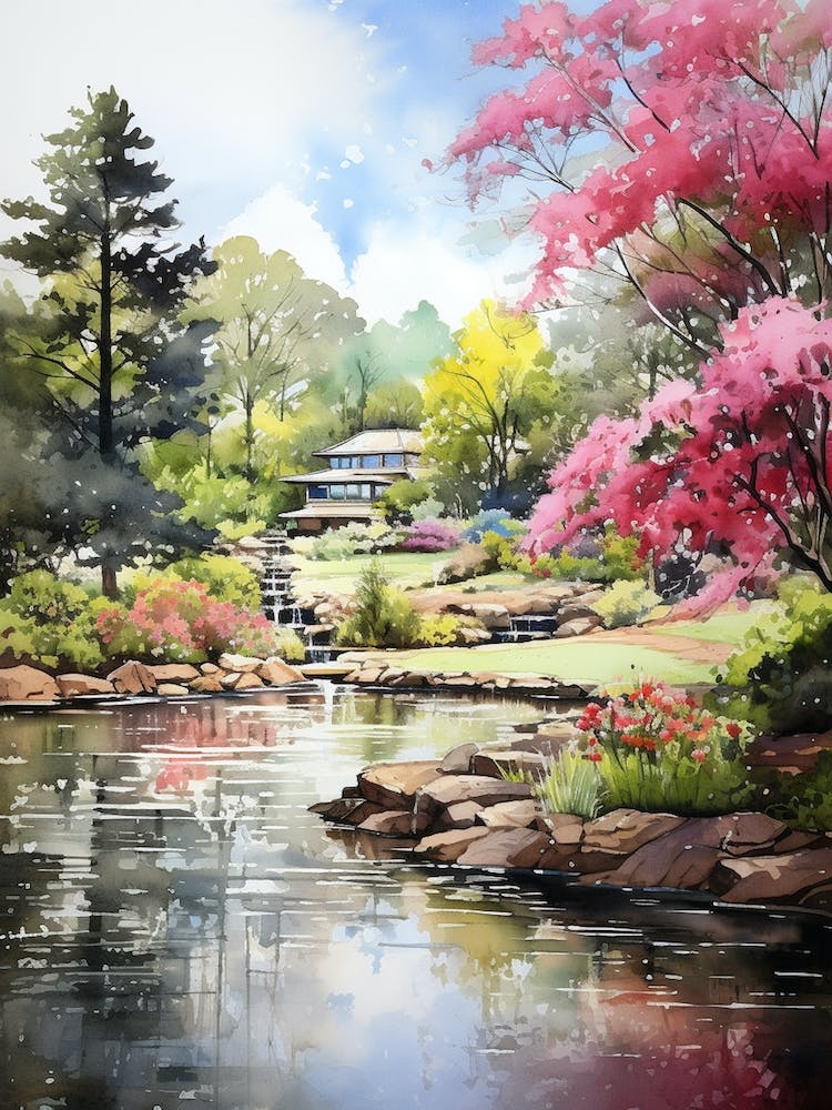 Atlanta Botanical Garden Usa Watercolour Painting