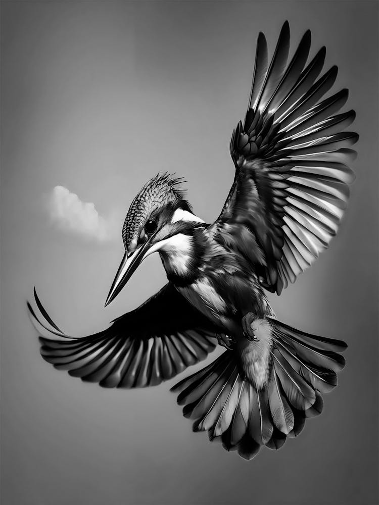 Kingfisher Spreadout Wings Black And White