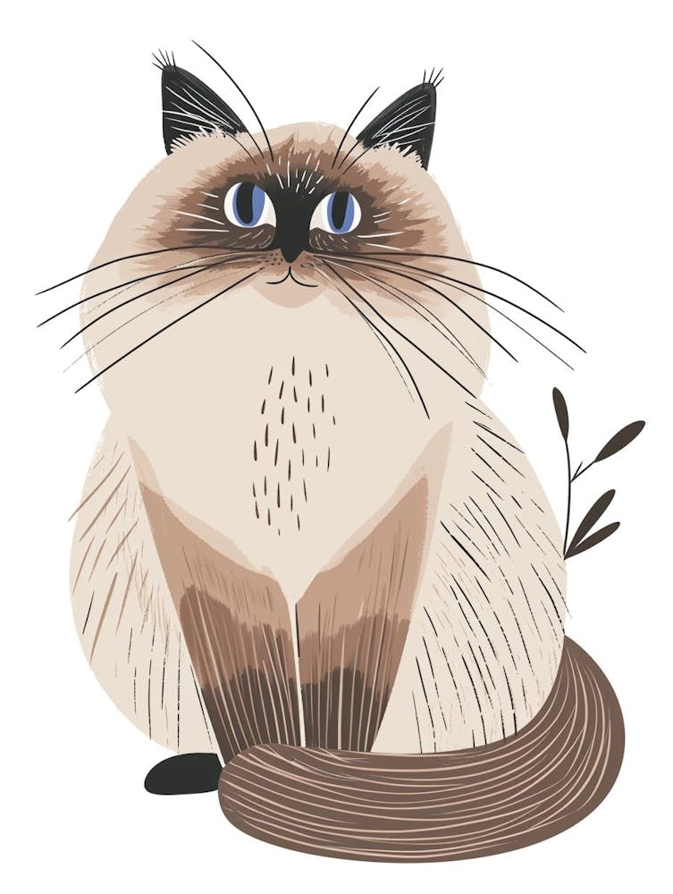 Birman Cat Illustration clipart 4