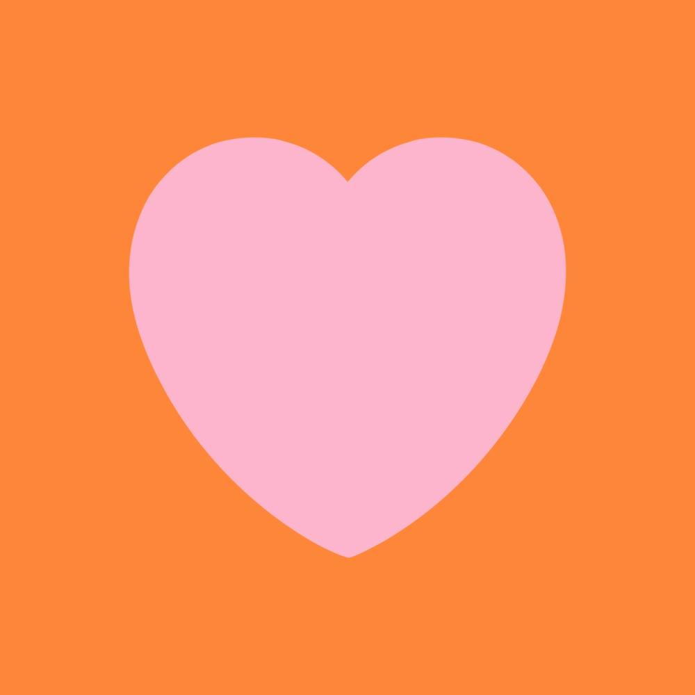 Bold Pink Love Heart On Orange Background