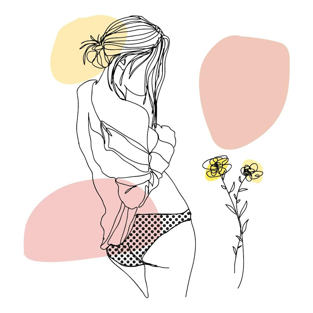 Sunday Morning line art Illustration Of A Woman Holding A Flower