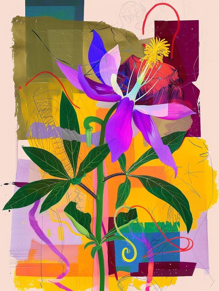 Columbine 3 Neon Flower Collage
