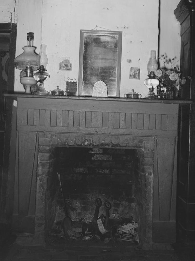 Fireplace In Acadian Home Near Breaux Bridge, Louisiana By Russell Lee