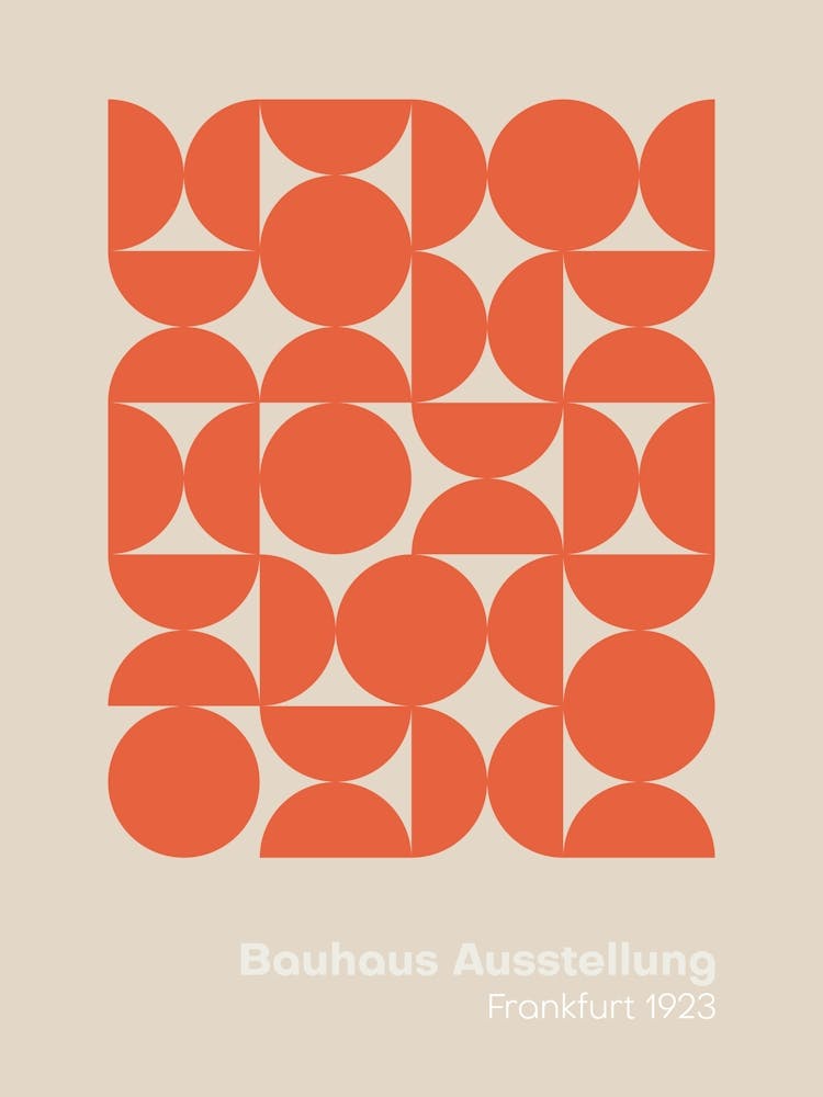Bauhaus Print Exhibition Poster Mid Century Modern Wall Art Orange Print Bauhaus Poster Geometric Wall Art Minimalist Print
