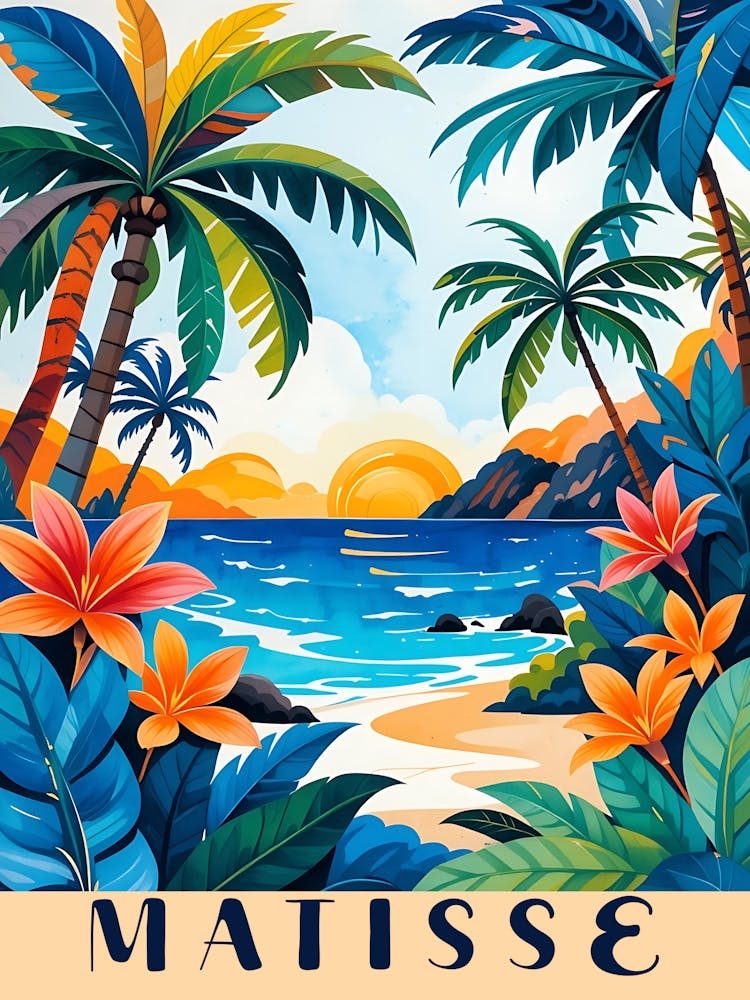 Henri Matisse Inspired Art - Tropical Paradise Landscape