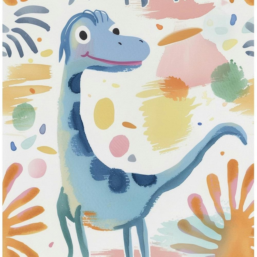 Cute Muted Pattern Dinosaur With Hair