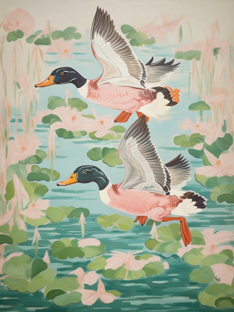 Vintage Japanese Inspired Bird Print Duck 1