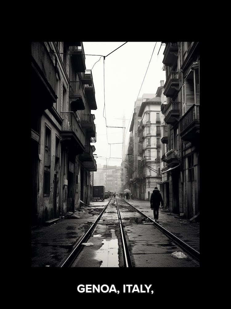 Poster Of Genoa, Italy,, Mediterranean Black And White Photography Analogue 2