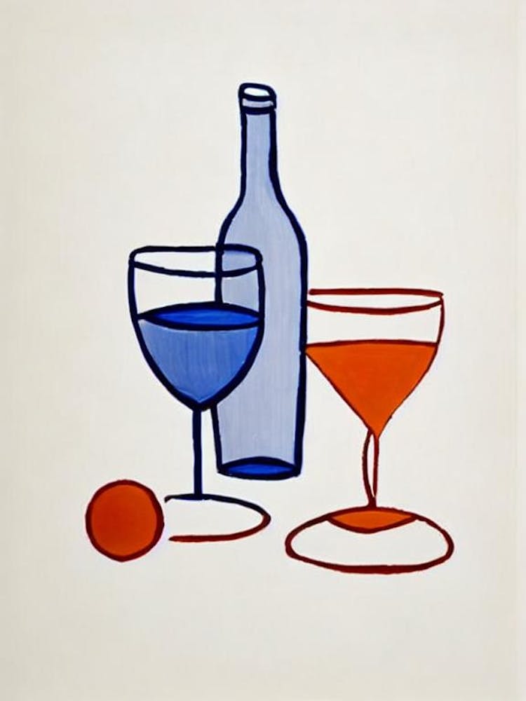 Bandol Rosé Picasso Line Drawing Cocktail Poster