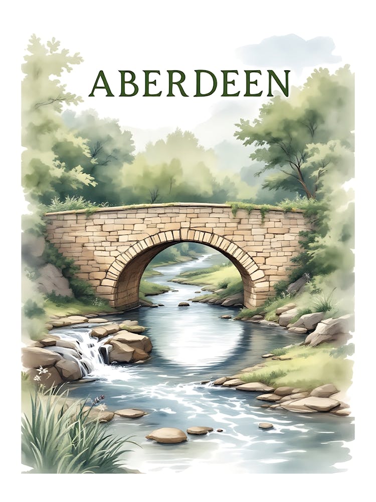 Aberdeen Watercolor Vintage Travel V 03