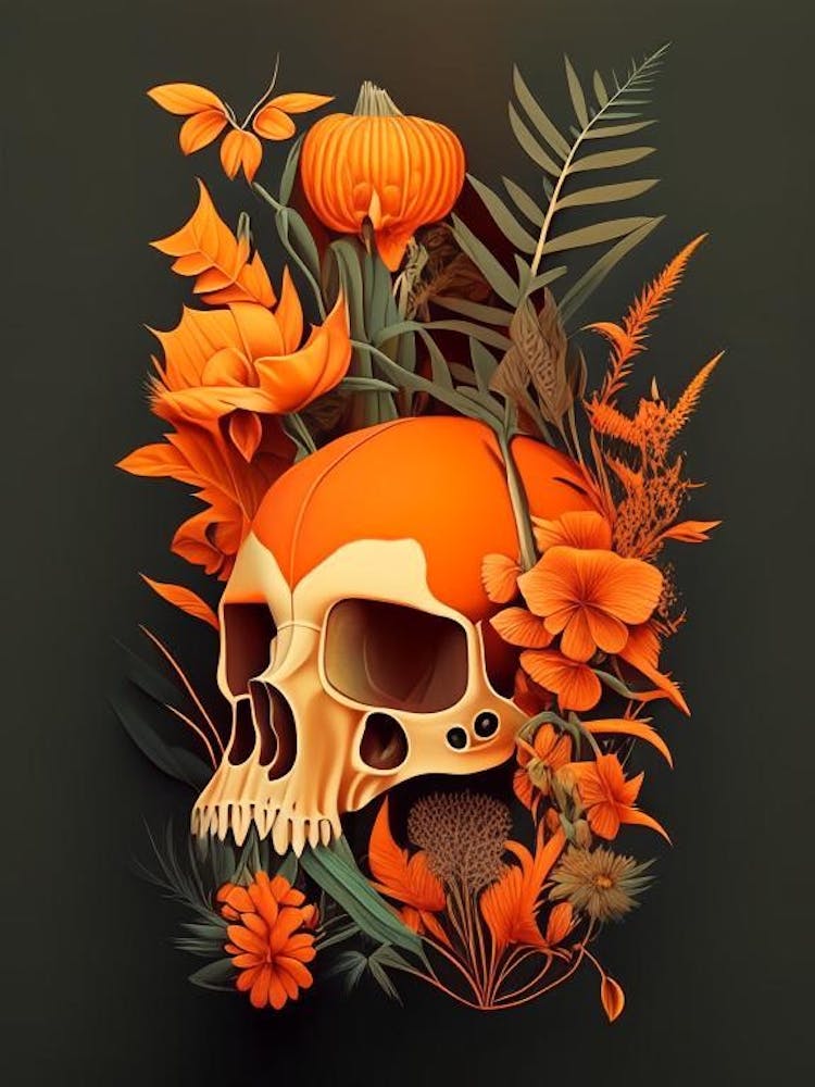 Animal Skull Orange 1 Botanical