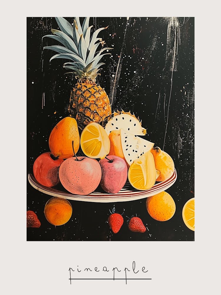 Pineapple Abstract Fruit Art Deco Poster