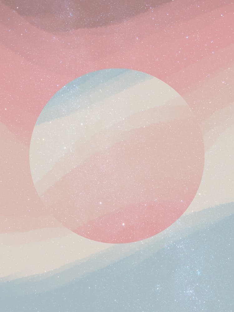 Minimal art abstract watercolor painting of beautiful twilight and blue skies