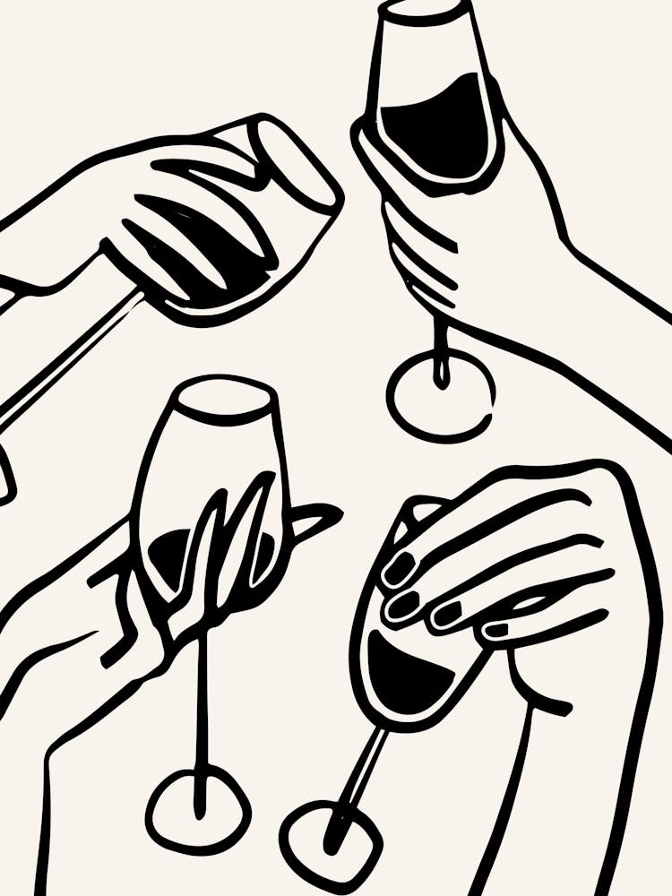 Wine Glass Art Black Print