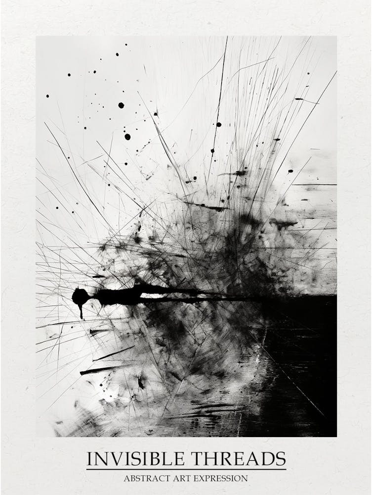Invisible Threads Abstract Black And White 2 Poster