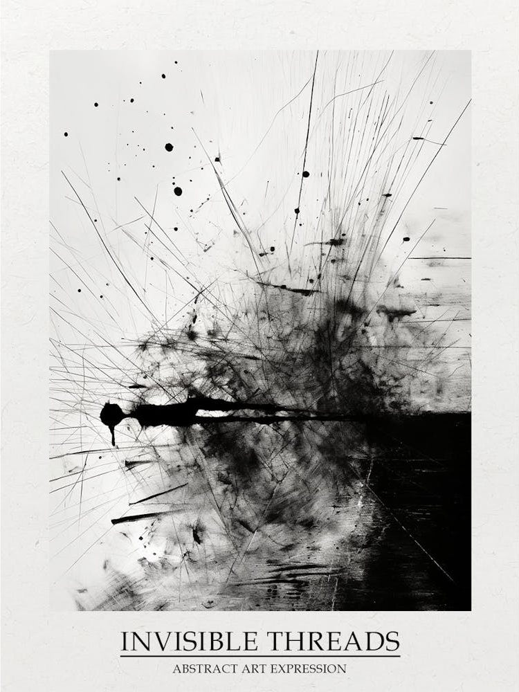Invisible Threads Abstract Black And White 2 Poster
