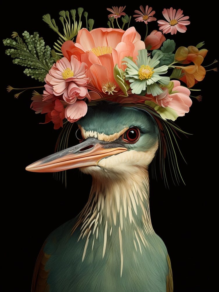 Bird With A Flower Crown Green Heron 4