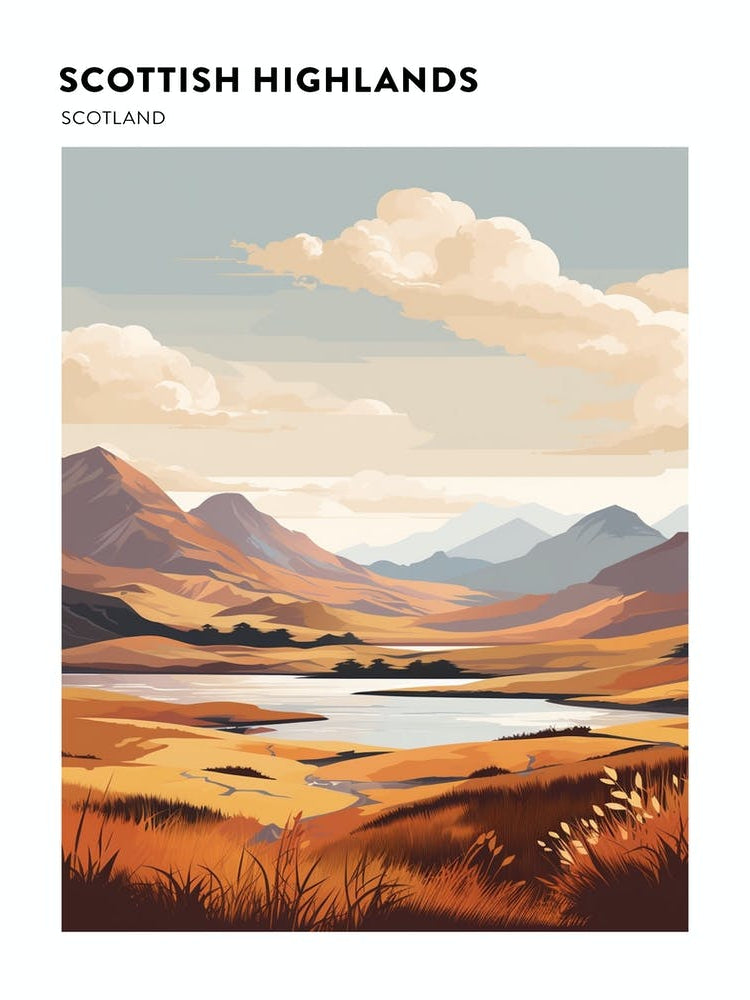 Scottish Highlands Scotland 4 Hiking Trail Landscape Poster