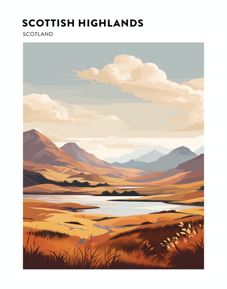 Scottish Highlands Scotland 4 Hiking Trail Landscape Poster
