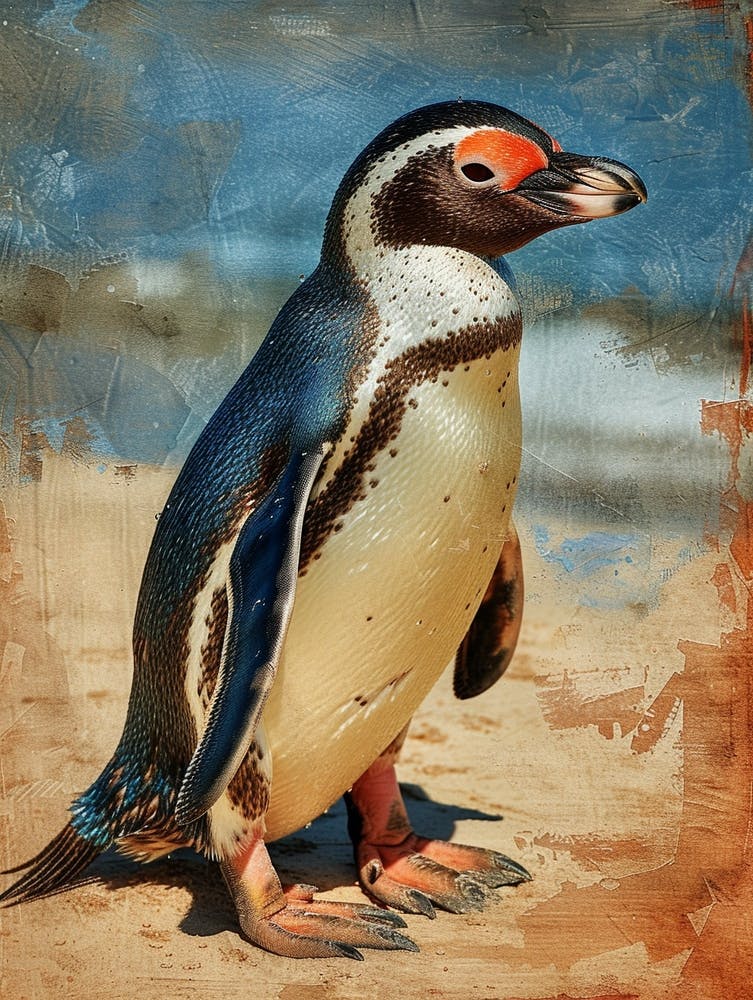 Galapagos Penguin Kangaroo Island Penneshaw Colour Block Painting 3